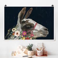 Klebefieber Poster Lama mit Blumenschmuck I