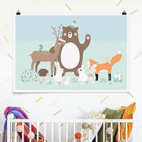 Klebefieber Poster Forest Friends mit Waldtieren blau