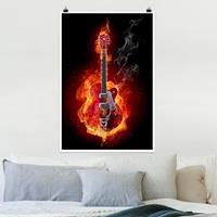 Klebefieber Poster Gitarre in Flammen