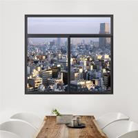 3D Wandtattoo Fenster Schwarz Tokyo City