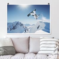 Klebefieber Poster Fliegender Snowboarder