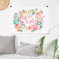 Klebefieber Poster Rosa Blüten - Boss Babe