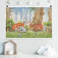 Klebefieber Poster Wassili Waschbär - Wassili hilft den Hirschen