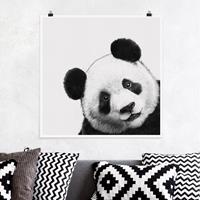 Klebefieber Poster Illustration Panda Schwarz Weiß Malerei