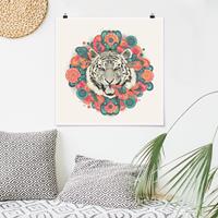 Klebefieber Poster Illustration Tiger Zeichnung Mandala Paisley