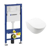 Geberit UP100 toiletset met Villeroy en Boch Subway 3.0 mat wit toilet met CeramicPlus met softclose zitting