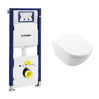 Geberit UP320 toiletset met Villeroy en Boch Subway 3.0 mat wit toilet met CeramicPlus met softclose zitting