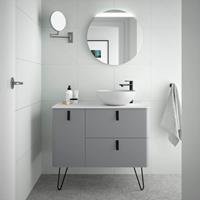 Muebles Unique badmeubel 120cm links humo grijs met waskom en zwarte grepen