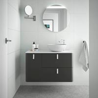 Muebles Unique badmeubel 120cm links antraciet met waskom en witte grepen