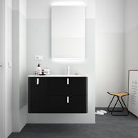 Muebles Unique badmeubel 120cm links mat zwart met witte grepen