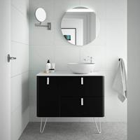 Muebles Unique badmeubel 120cm links mat zwart met waskom en witte grepen