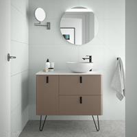 Muebles Unique badmeubel 120cm links mokka bruin met waskom en zwarte grepen