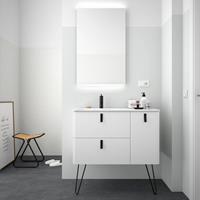 Muebles Unique badmeubel 120cm rechts mat wit met zwarte grepen