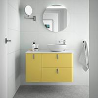 Muebles Unique badmeubel 120cm links paja geel met waskom en chromen grepen