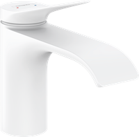 Hansgrohe Vivenis eengreeps wastafelmengkraan 80 mm hoog met pop-up trekwaste, mat wit