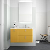 Muebles Unique badmeubel 90cm links sol geel met chromen grepen