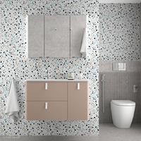 Muebles Unique badmeubel 90cm rechts macchiato bruin met witte grepen