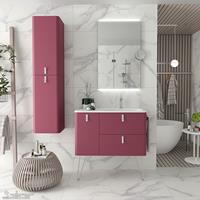 Muebles Unique badmeubel 90cm links granate rood met chromen grepen