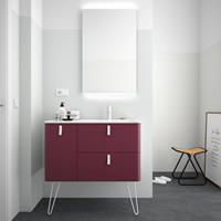 Muebles Unique badmeubel 120cm links granate rood met witte grepen