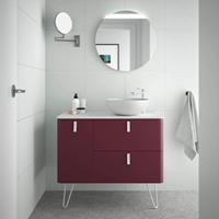 Muebles Unique badmeubel 120cm links granate rood met waskom en witte grepen