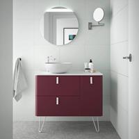 Muebles Unique badmeubel 120cm rechts granate rood met waskom en witte grepen
