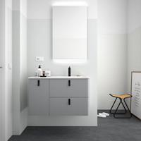 Muebles Unique badmeubel 120cm links humo grijs met zwarte grepen