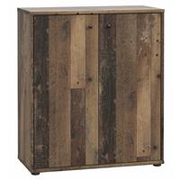 FORTE MÖBEL Kommode Sideboard Highboard für Schuhe Stauraum Ordner und Büro ca. 74 x 85 x 35 cm Old Wood Altholz-SW16277