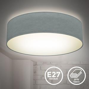 B.K.LICHT Deckenleuchte Stoff grau Textil Lampenschirm Wohnzimmer Deckenlampe Schlafzimmer