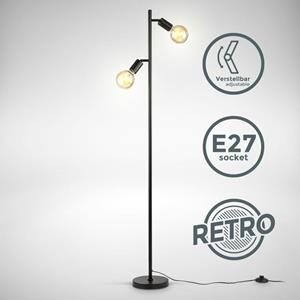 B.K.LICHT Stehleuchte Retro Industrie Design Stehlampe Vintage Metall schwarz 2x E27