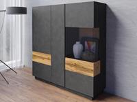 Mobistoxx Hoge commode SILAC 3 portes matera/wotan eik met verlichting