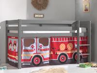 Mobistoxx Bed ALIZE halfhoogslaper 90x200 cm grijs pijnboom tent Pompier II