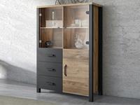Mobistoxx Hoge commode OLIANNE 3 deuren 3 lades appenzeller sparren/zwart