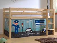 Mobistoxx Bed ALIZE halfhoogslaper 90x200 cm natuurlijk pijnboom tent Police