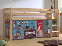 Mobistoxx Bed ALIZE halfhoogslaper 90x200 cm natuurlijk pijnboom tent Dierenwinkel