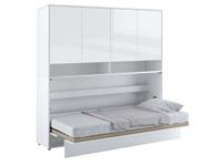 Mobistoxx Opklapbed CONCEPTION PRO 90x200 cm wit/glanzend wit (horizontaal) met opzetkast