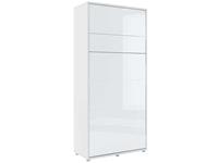 Mobistoxx Opklapbed CONCEPTION PRO 90x200 cm wit/glanzend wit (verticaal) zonder kasten met matras