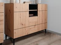 Mobistoxx Commode NOLLY 3 deuren 2 vakken zwart/artisan eik