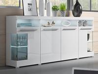 Mobistoxx Commode INDIRA 4 deuren wit/hoogglans wit zonder led