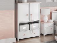 Mobistoxx Hoge Dressoir LUCIA 2 deuren 1 lade wit/roze