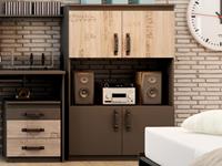 Mobistoxx Dressoir SANGRIA 4 deuren grafiet/eik santana