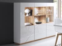 Mobistoxx Hoge commode FUTURO 3 deuren mat wit/hoogglans wit