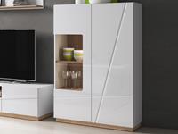 Mobistoxx Hoge commode FUTURO 2 deuren mat wit/hoogglans wit