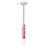 Ferro Luce Hängelampe PI mit Blumenmuster, Ø 5,5 cm rot/weiß