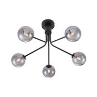 Lucande Wynona plafondlamp, 5-lamps, zwart