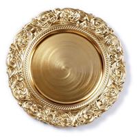 Kaarsenbord/plateau goud decoratieve rand 33 cm rond -