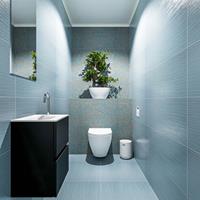 MONDIAZ ADA Toiletmeubel 40x30x50cm met 1 kraangaten 2 lades urban mat Wastafel Lex links Solid Surface Wit FK75341739