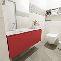 MONDIAZ OLAN Toiletmeubel 120x30x40cm met 0 kraangaten 1 lades fire mat Wastafel Lex links Solid Surface Wit FK75342605
