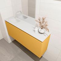 MONDIAZ OLAN Toiletmeubel 120x30x40cm met 0 kraangaten 1 lades ocher mat Wastafel Lex links Solid Surface Wit FK75342576