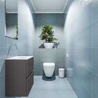 MONDIAZ ADA Toiletmeubel 40x30x50cm met 0 kraangaten 2 lades dark grey mat Wastafel Lex links Solid Surface Wit FK75341769