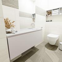MONDIAZ OLAN Toiletmeubel 120x30x40cm met 0 kraangaten 1 lades linen mat Wastafel Lex rechts Solid Surface Wit FK75342636